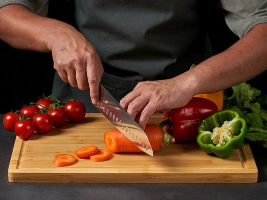 Bamboo Cutting Board for Kitchen, 18" Large Wood Charcuterie Cheese Board, Wooden Chopping Block with Side Handles and Juice Grooves