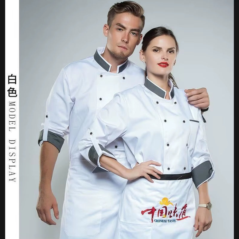 Adjustable Chef Jacket Long Sleeve Chef Uniform Men Unisex Cook Coat Restaurant Hotel Kitchen Wear Waiter Work Clothes Free Logo