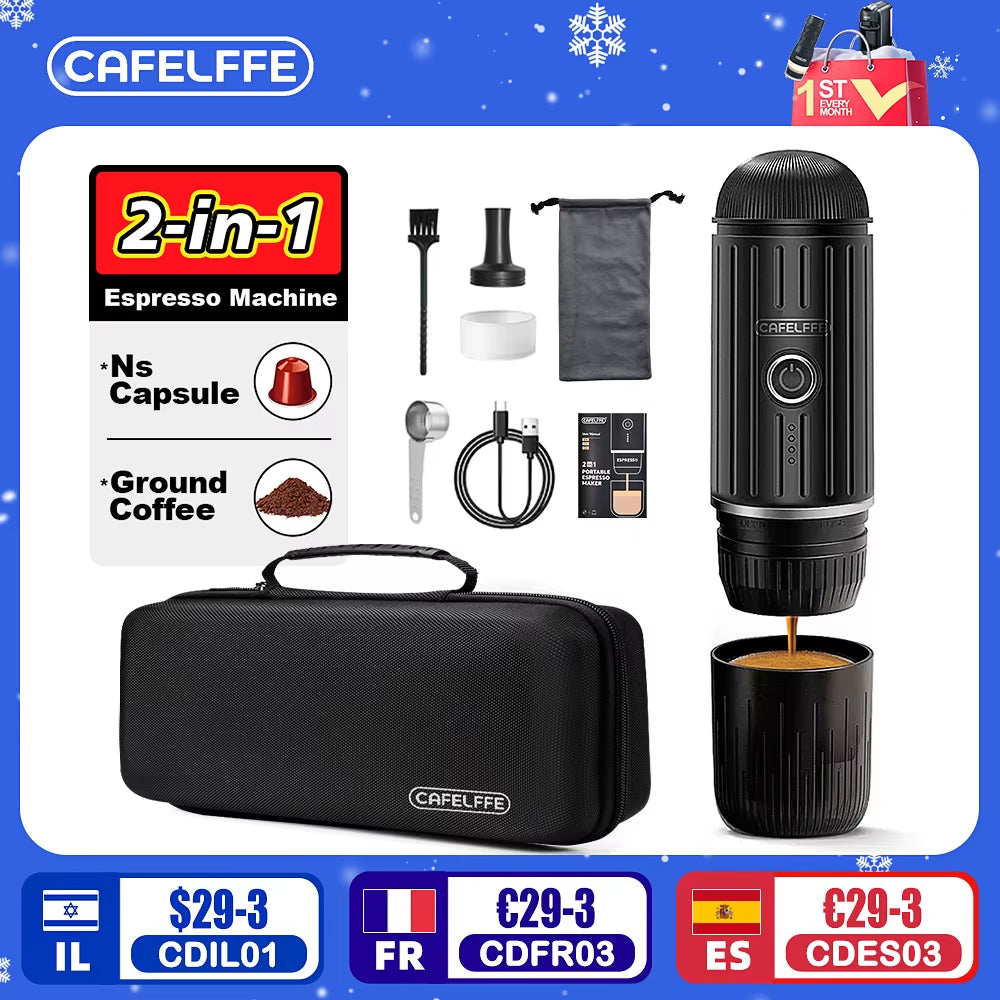 Outdoor Combination Wireless Electric Portable Espresso Machine,Coffee Gift Giving Camping Hiking Travel Bag Cafetera