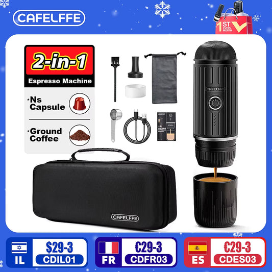 Outdoor Combination Wireless Electric Portable Espresso Machine,Coffee Gift Giving Camping Hiking Travel Bag Cafetera