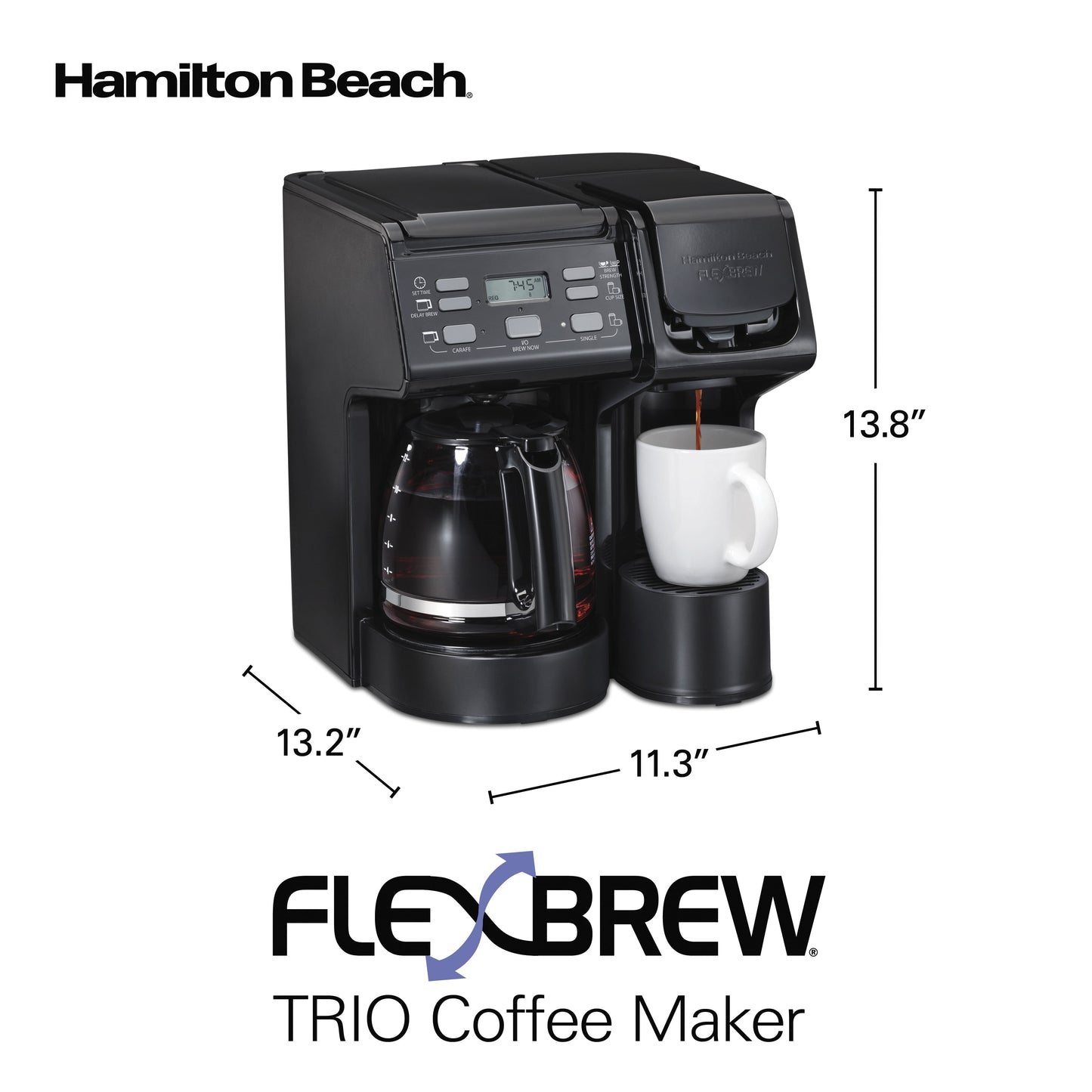 Flexbrew Trio Coffee Maker, Single Serve or 12 Cups, Black, 49904