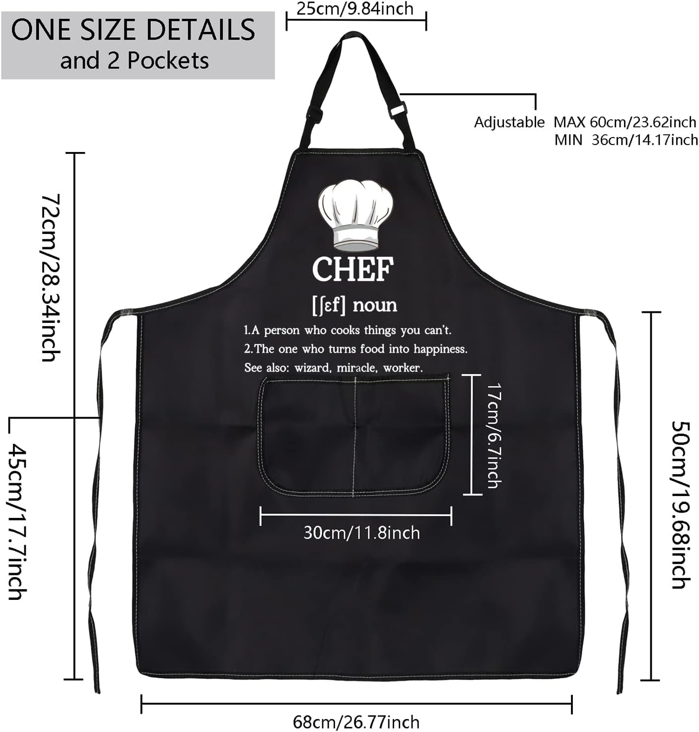 Chef Apron Novelty Chef Cooking Kitchen Aprons Chef Waterproof Apron Culinary School Gifts Chef Graduation Gift