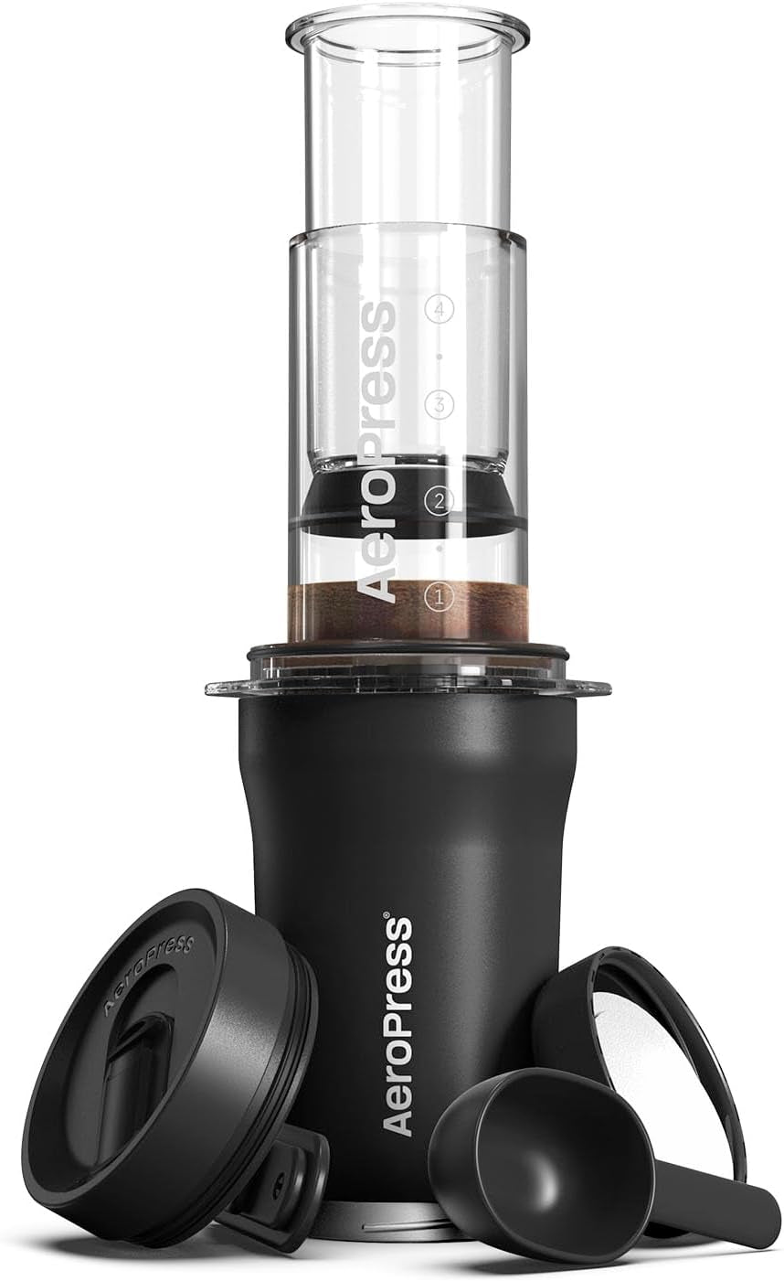 Go Travel Coffee Press Kit - 3 in 1 Brew Method Combines French Press, Pourover, Espresso - Full Bodied Coffee without Grit or Bitterness - Small Portable Coffee Maker for Camping & Travel