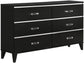 Chelsie Rectangular Wooden Dresser with 6 Drawers and Tapered Legs in Black