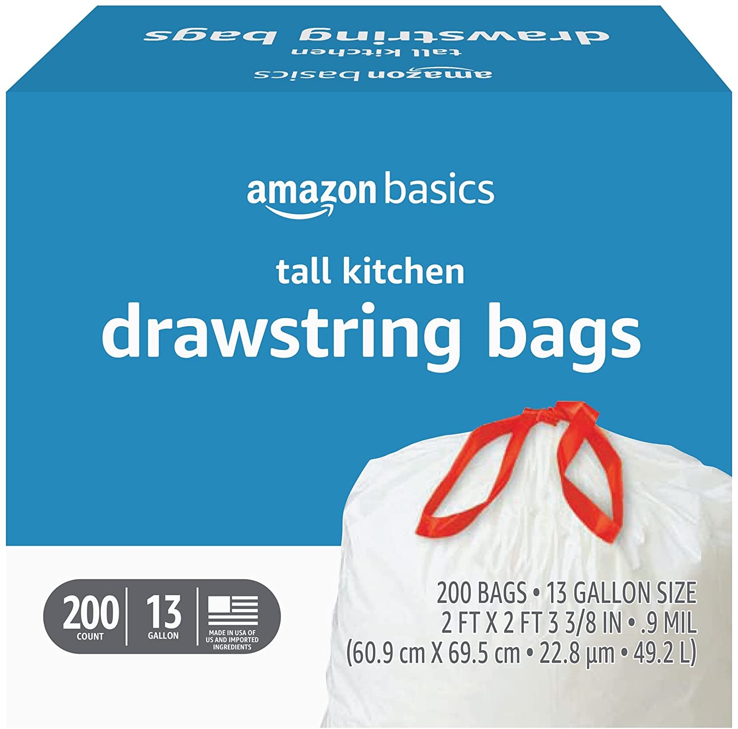 Tall Kitchen Drawstring Trash Bags, 13 Gallon, 120 Count, Pack of 1