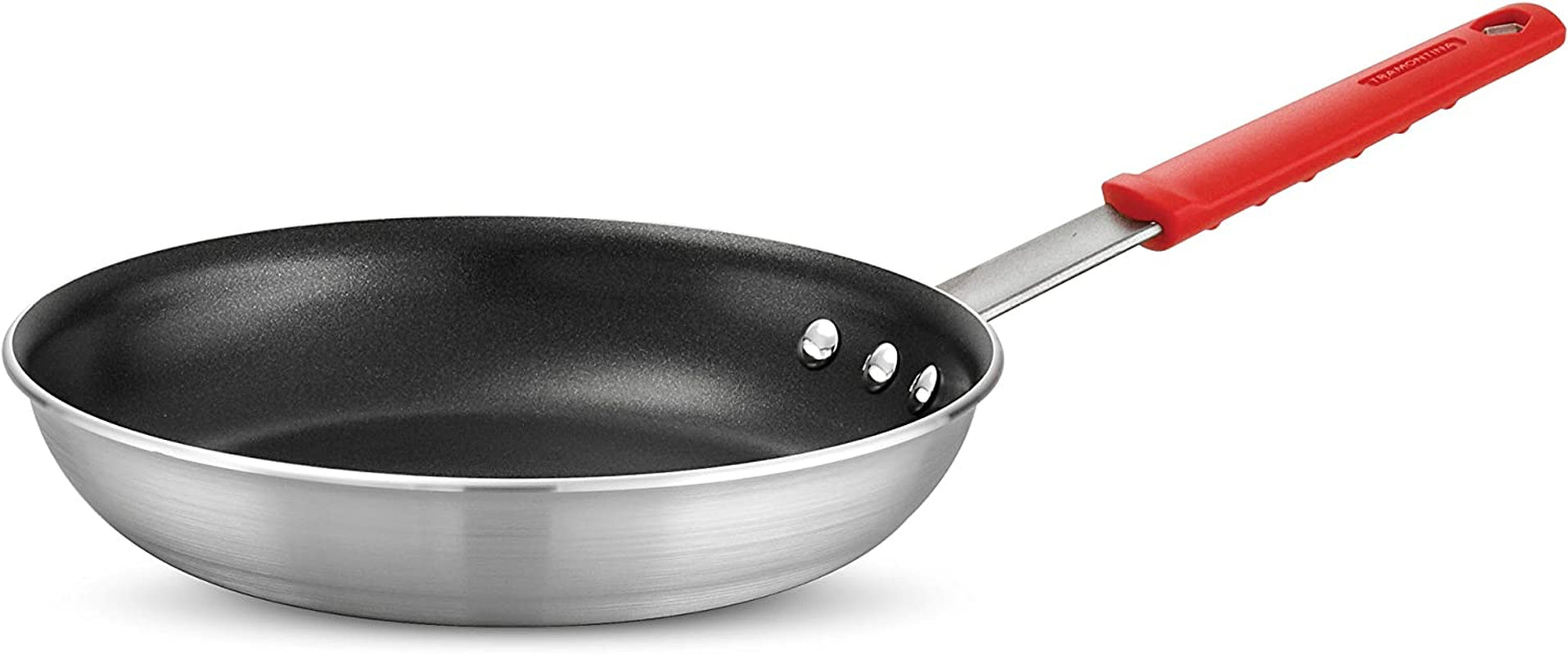 Professional 10-Inch Non Stick Frying Pan, Heavy-Gauge Aluminum Skillet with Reinforced Nonstick Coating, Red Handle, Dishwasher and Oven Safe