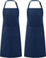 2 Pack Adjustable Bib Apron Waterdrop Resistant with 2 Pockets Cooking Kitchen Aprons for Women Men Chef, Black