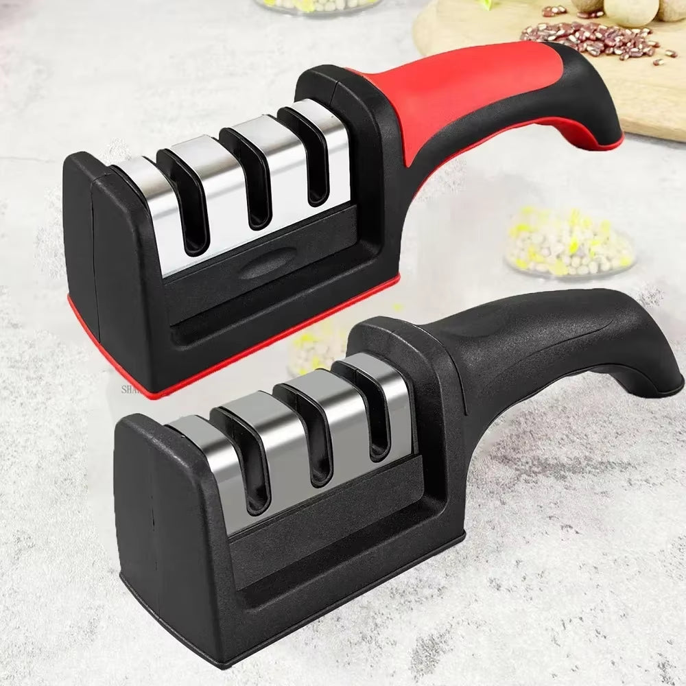 Household Stainless Steel Knife Sharpener Multifunctional Knife Sharpening Tungsten Steel Three-Stage Sharpening Stone