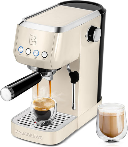 Espresso Machine 20 Bar, Professional Espresso Maker Cappuccino Machine with Steam Milk Frother, Stainless Steel Espresso Coffee Machine with 49Oz Removable Water Tank, Silver