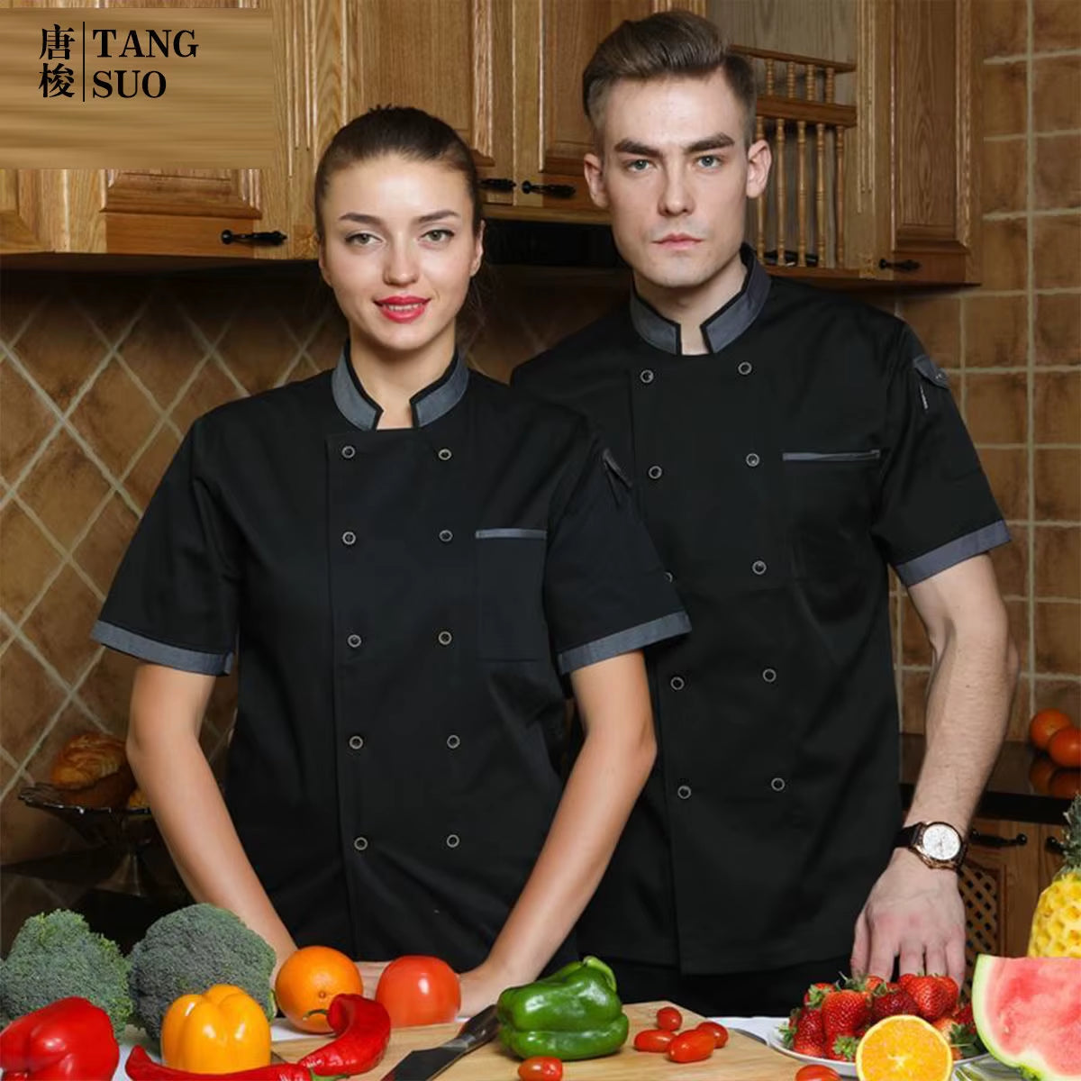 Adjustable Chef Jacket Long Sleeve Chef Uniform Men Unisex Cook Coat Restaurant Hotel Kitchen Wear Waiter Work Clothes Free Logo