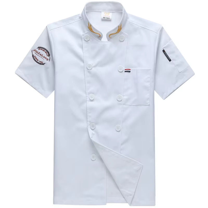 Unisex Chef Jacket Men and Women Short/Long Sleeve Cook Shirts Ear of Wheat Embroidery Restaurant Hotel Uniform