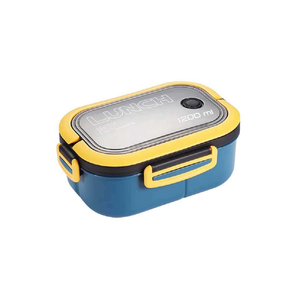 Plastic Oval Compartment Lunch Box with Multiple Layers with Fork Spoon with Handle Buckle Seal Student Office Worker Lunch