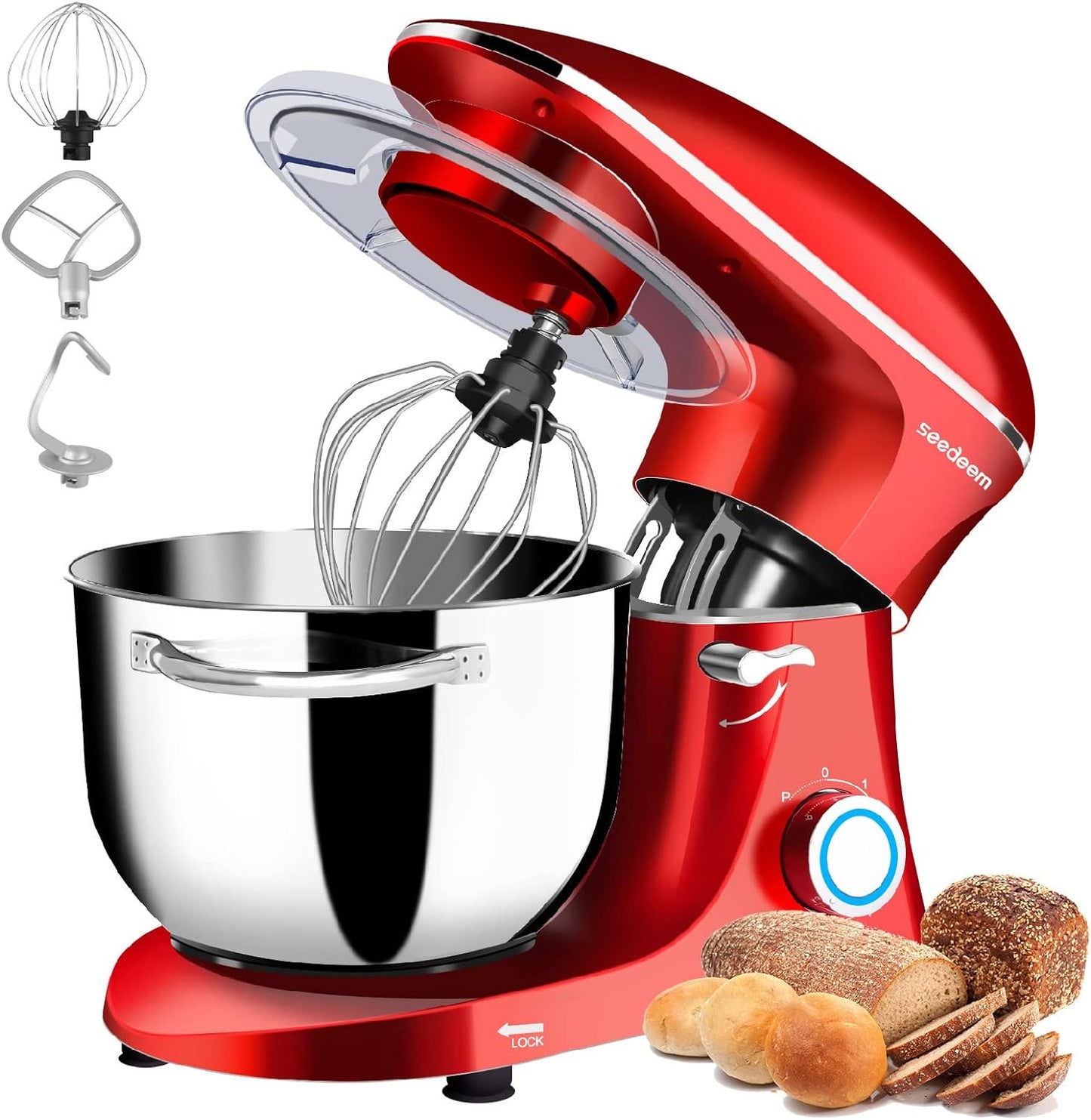 Stand Mixer, 6Qt Electric Food Mixer, 660W 6-Speeds Tilt-Head Dough Mixers with Dishwasher-Safe Dough Hook, Wire Whip & Beater for Daily Use, Black