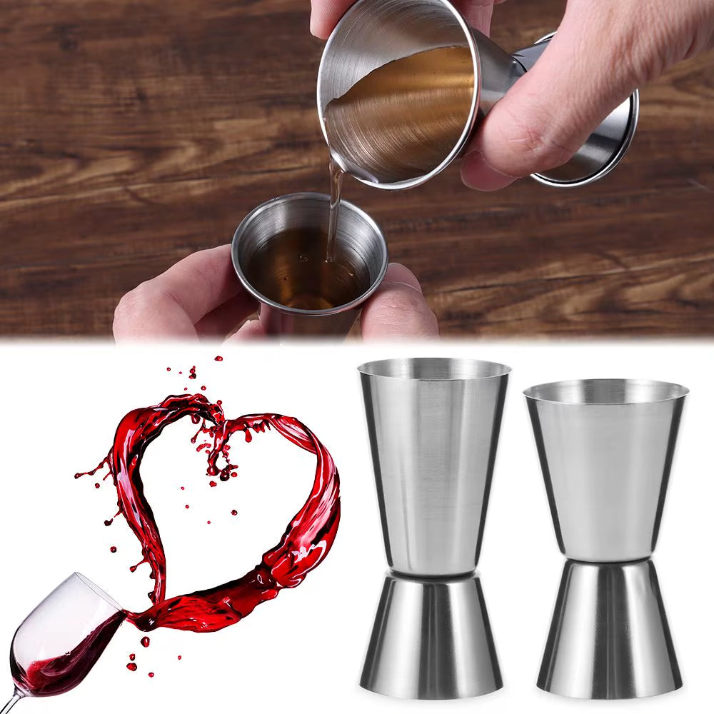 Stainless Steel Cocktail Shaker Measure Cup Dual Shot Drink Spirit Measure Jigger Kitchen Bar Tools