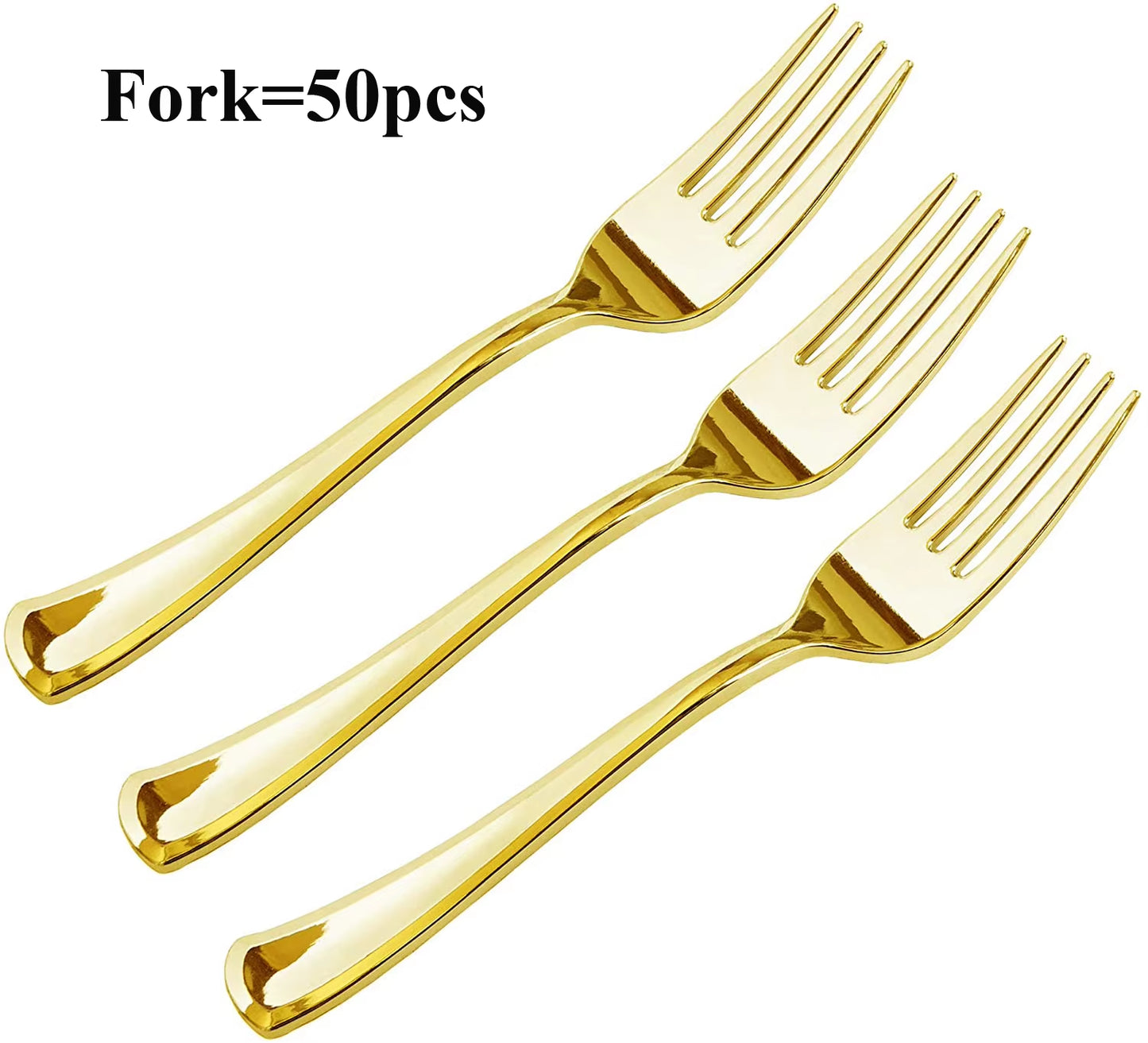 75 Pieces Gold Plastic Silverware- Party Flatware Set-Heavyweight Plastic Cutlery- Includes 25 Forks, 25 Spoons, 25 Knives