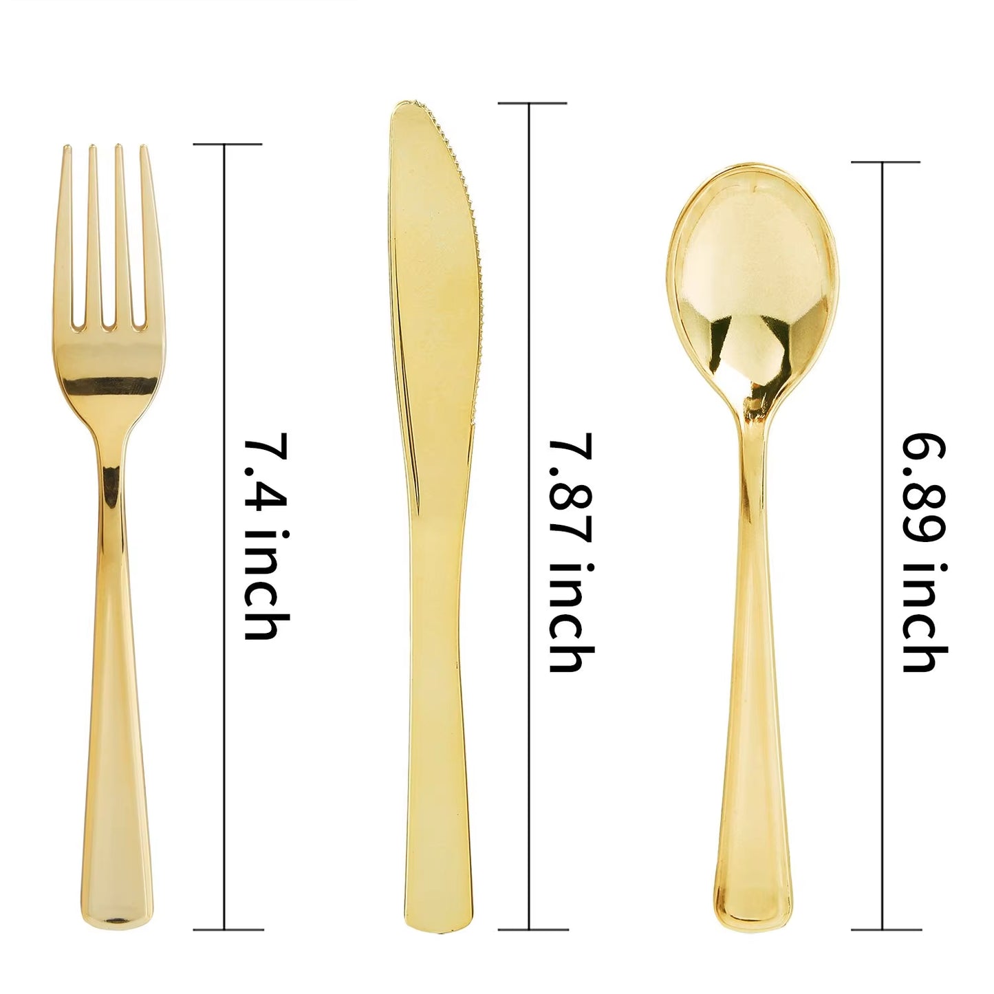 75 Pieces Gold Plastic Silverware- Party Flatware Set-Heavyweight Plastic Cutlery- Includes 25 Forks, 25 Spoons, 25 Knives