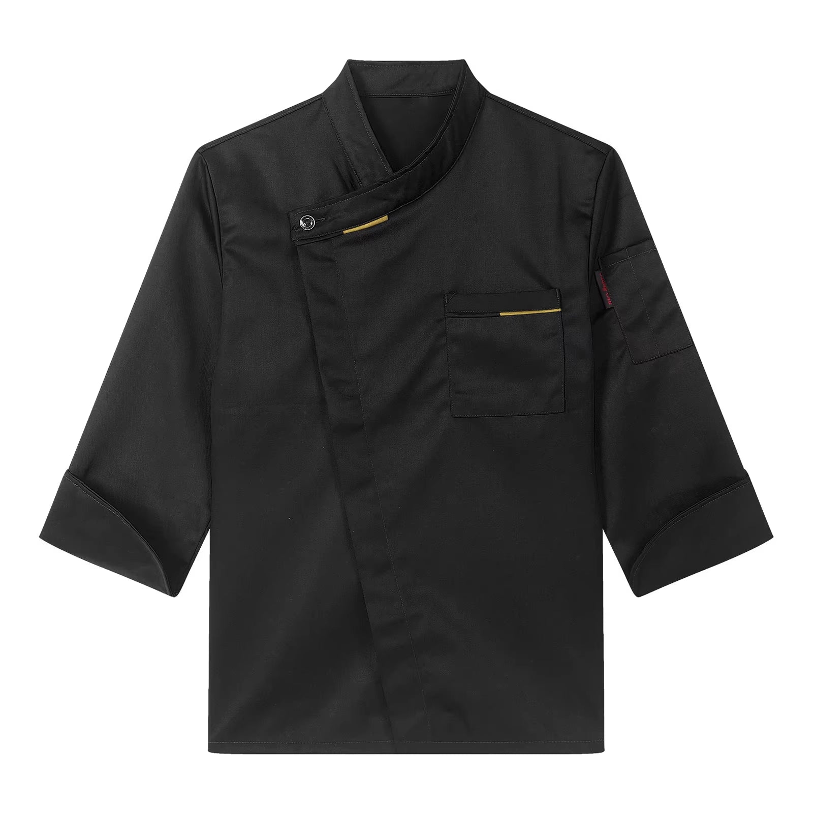 Mens Chef Shirt Work Uniform Cross-Over Collar Chef Coat Kitchen Restaurant Hotel Unisex Cooking Jacket with Pockets Chef Tops