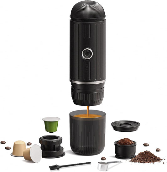 Portable Coffee Maker Espresso Coffee Machines Self-Heating Electric Coffee Maker 19 Bar Pressure, Compatible with Ground Coffee and NS Capsule Portable Coffee Maker for Travel Camping Office Home