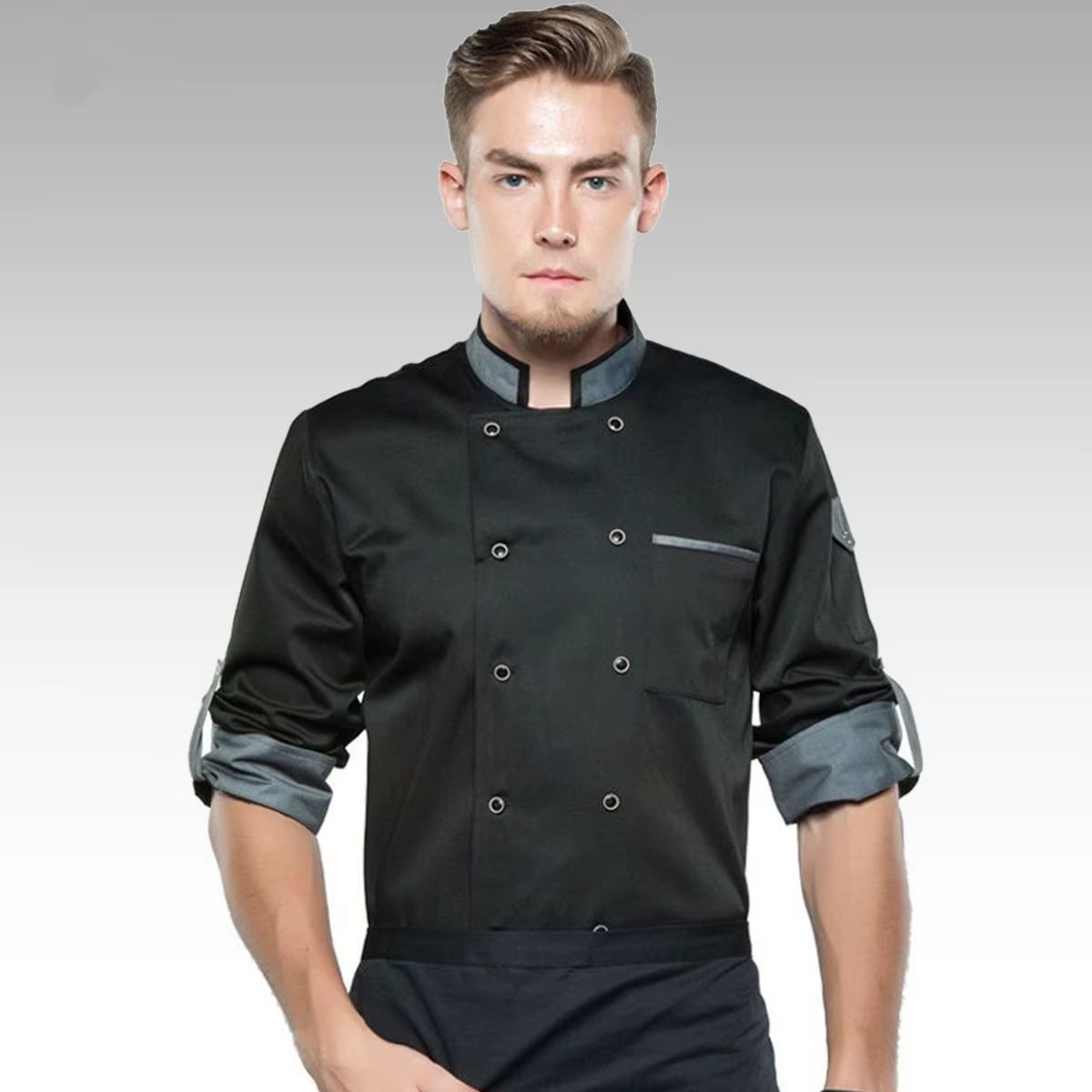 Adjustable Chef Jacket Long Sleeve Chef Uniform Men Unisex Cook Coat Restaurant Hotel Kitchen Wear Waiter Work Clothes Free Logo