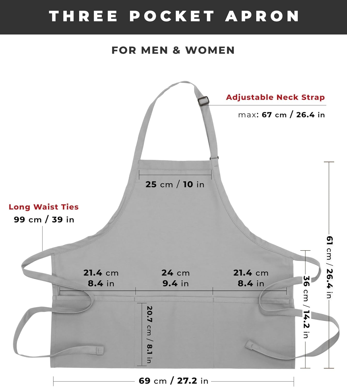 Unisex Three Pocket Apron