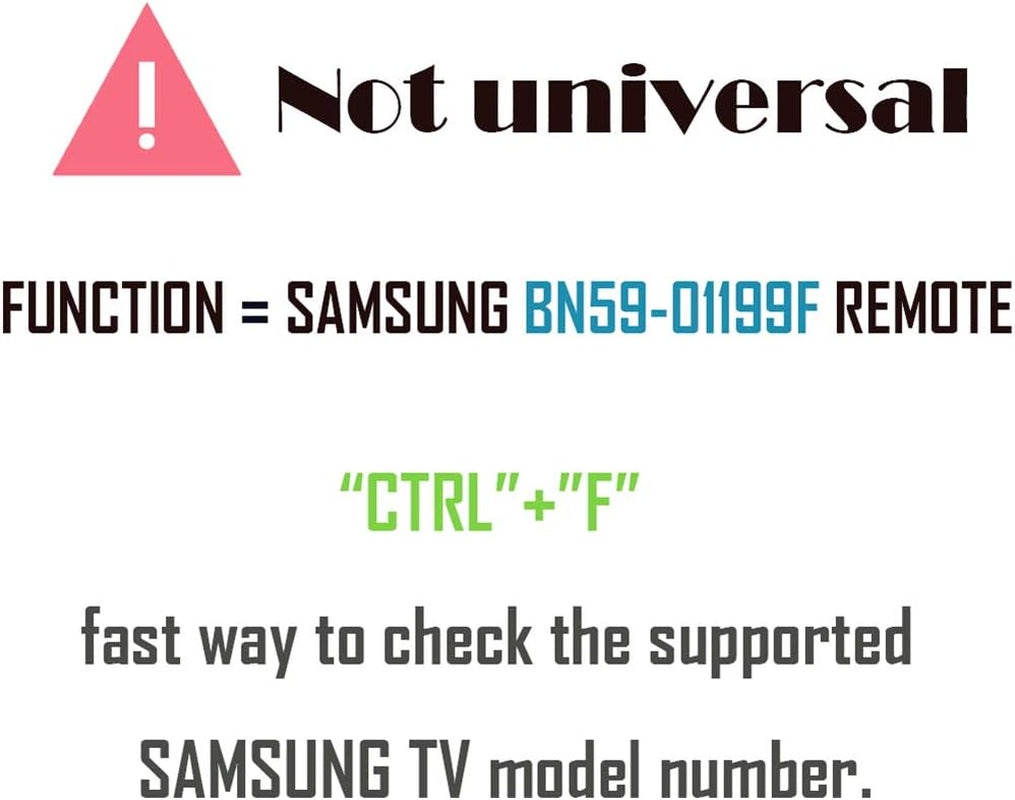 BN59-01289A Replacement for Samsung TV Remote Control (Non Universal) for UN55MU6290F UN40MU6290 UN55MU6490 UN55MU6071F UN65MU6070F UN40NU7100 UN43MU6290 UN55MU6290 with GP Alkaline 2Pcs Batteries