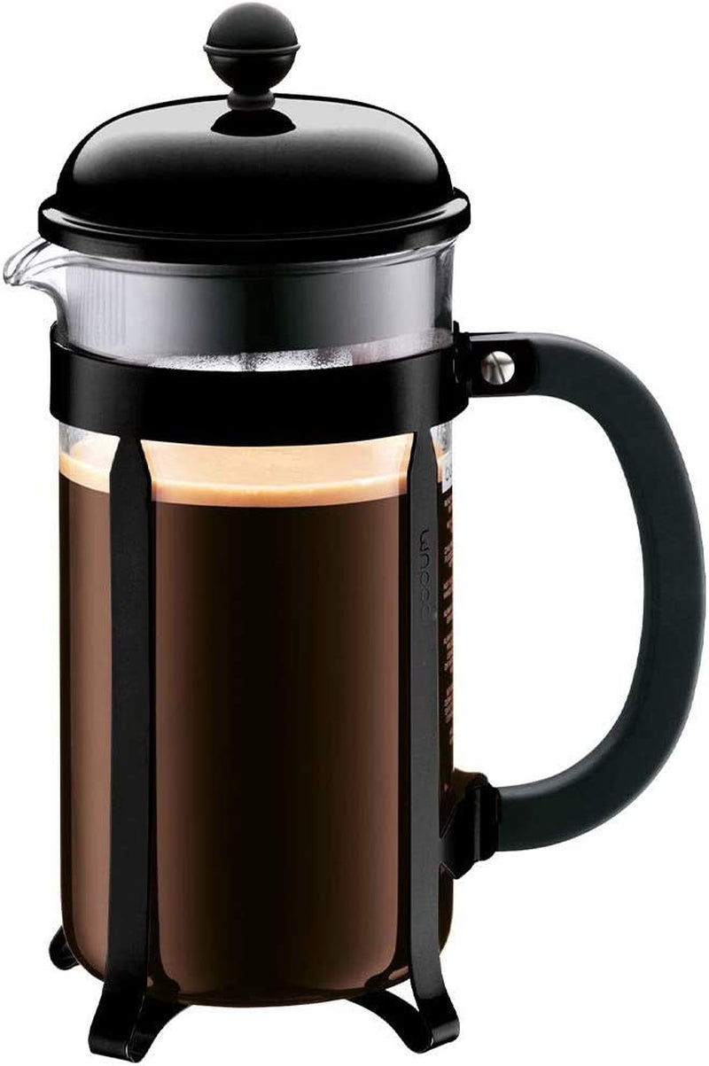 34Oz Chambord French Press Coffee Maker, High-Heat Borosilicate Glass, Polished Stainless Steel – Made in Portugal