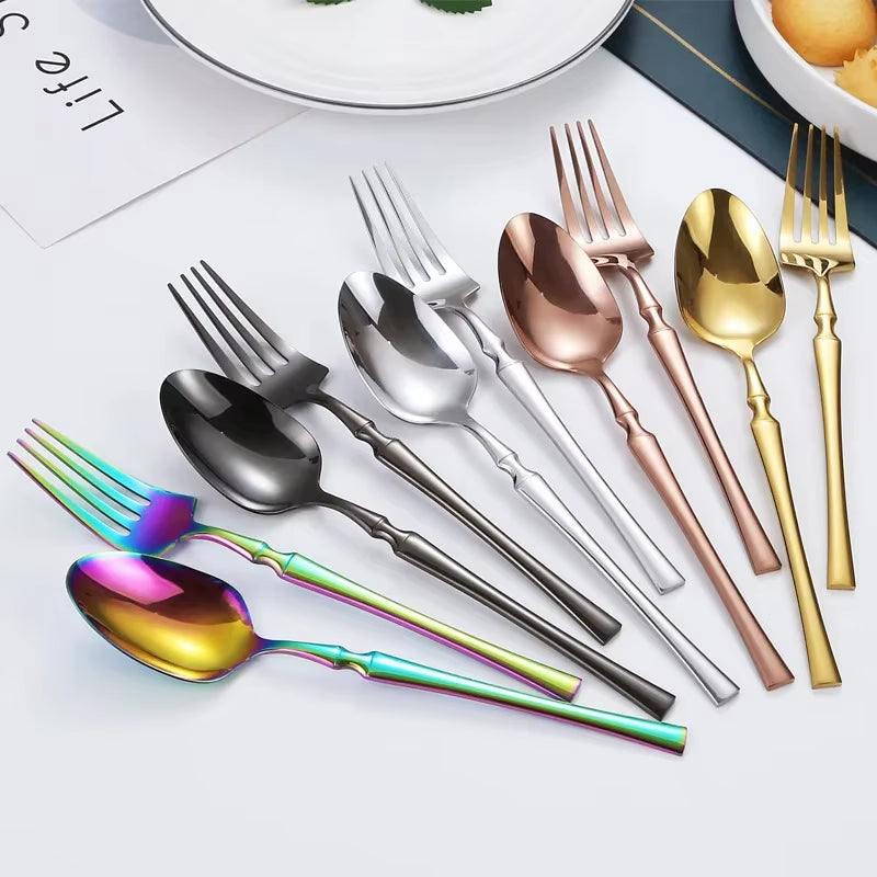 20/30/40Pcs Dinnerware Set Stainless Steel Knife Fork Spoon Cutlery Tableware Set Kitchen Flatware Dinner Silverware Table Set