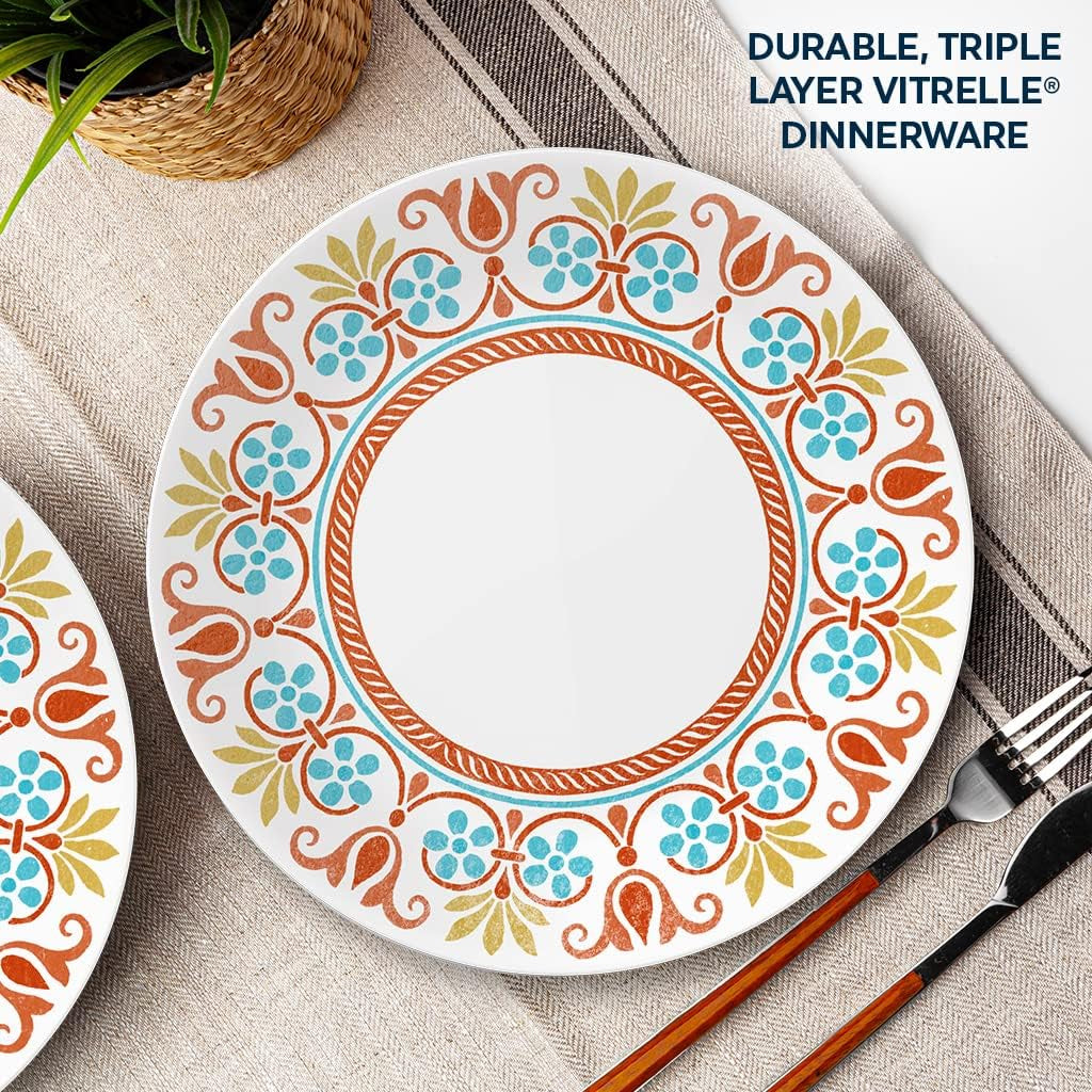 Global Collection Vitrelle Dinner Plates Set, Triple Layer Recycled Glass, Lightweight Eco-Friendly 10-1/4-In Plates Set, Terracotta Dreams (Pack of 6)