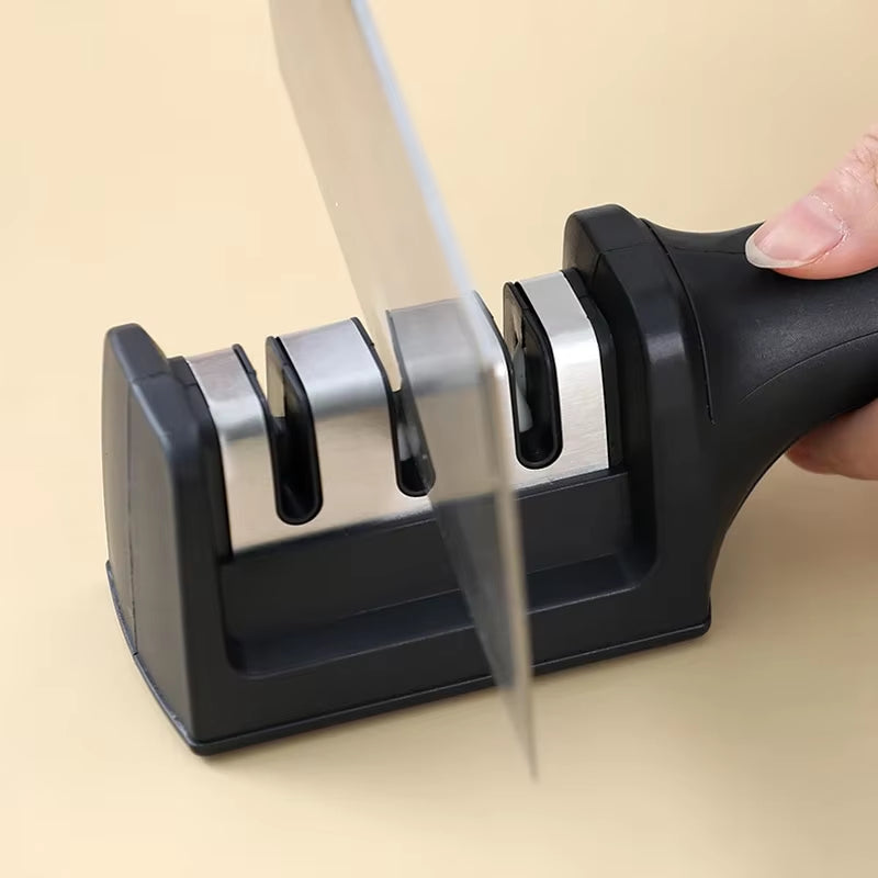 Level 3 Quick Sharpening Tool Knife Sharpener with Anti-Slip Base Kitchen Accessory Small Tools Stone Knives Accessories Dining