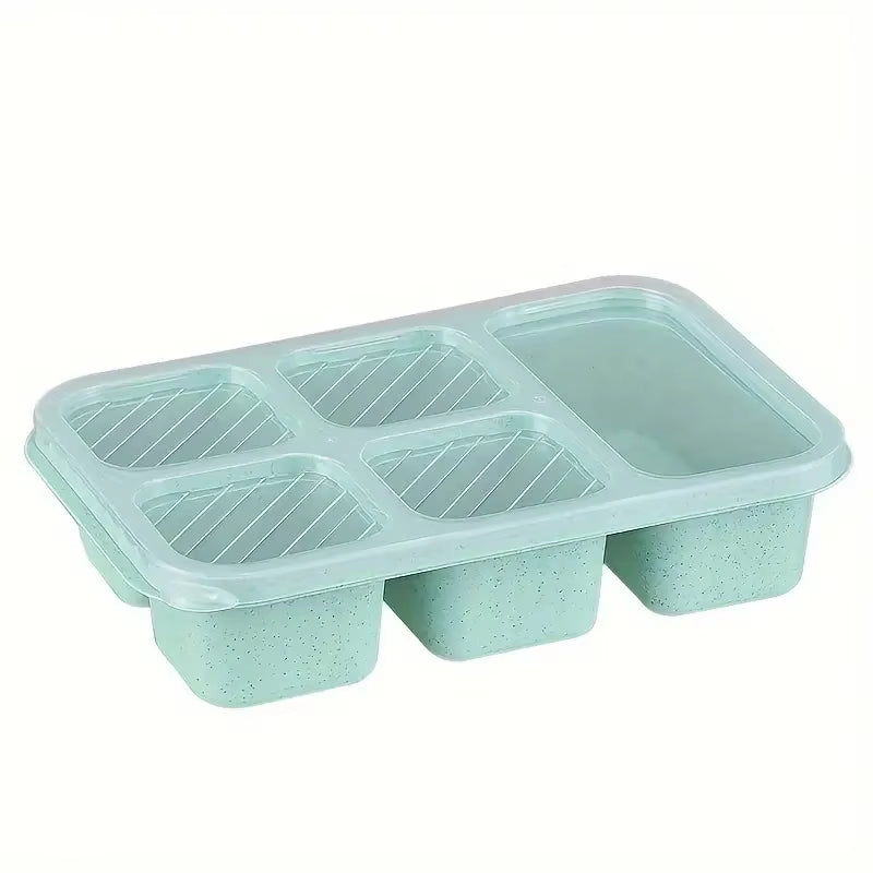 5 Compartment Reusable Bento Box Leak-Proof Portable Food Storage with Secure Lid Ideal for School Work Camping and Picnics