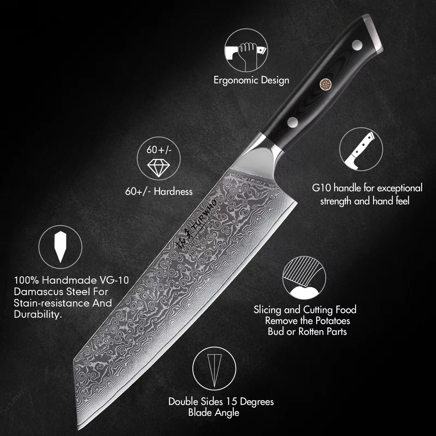 8.5" Japanese Style Kiritsuke Chef Knife 67 Layer Damascus Steel Slicing Meat Cleaver Beef Professional Kitchen Knives