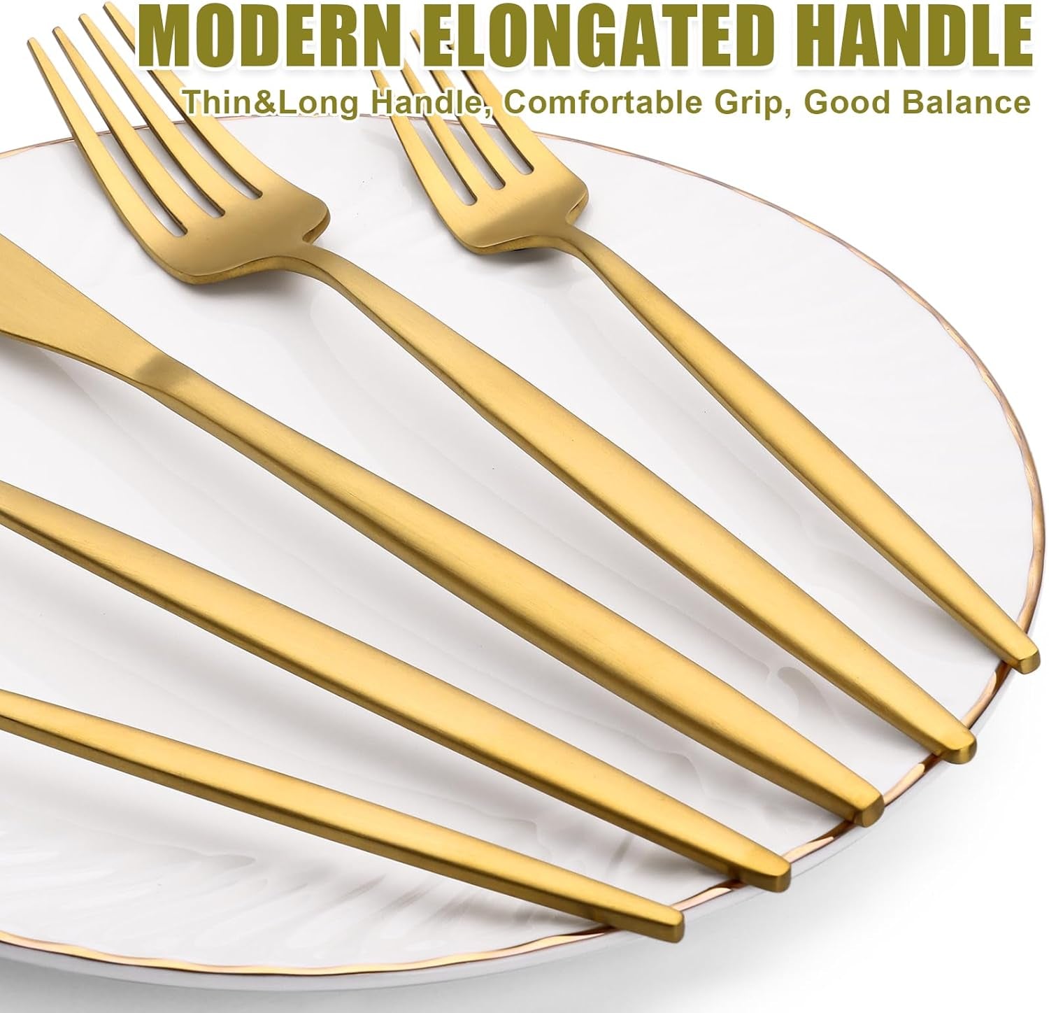 40 Piece Gold Silverware Set for 8,  Stainless Steel Flatware Set, Gold Cutlery Set Utensils Set, Tableware Include Forks Knives Spoons for Home Kitchen Restaurant Wedding, Satin Finish