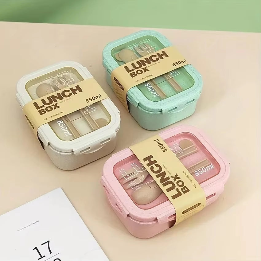 1Pc Portable Microwavable Lunch Box Eco-Friendly Wheat Straw Bento Box Kitchen Food Container Lunch Box Home Accessories