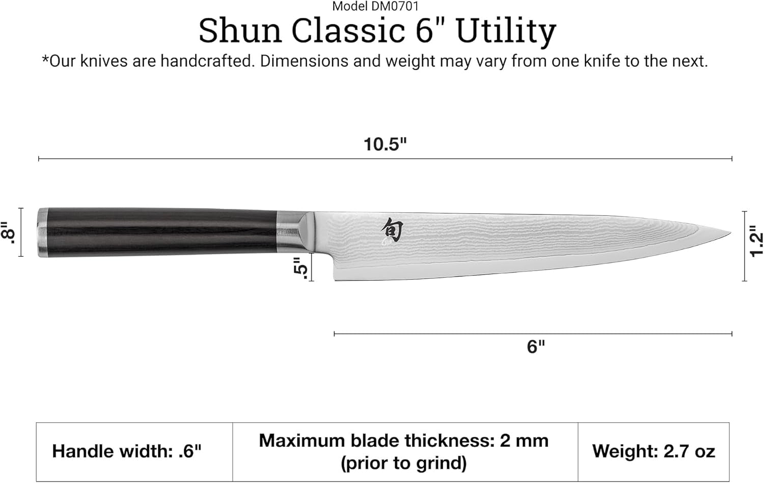 Classic 6" Utility Knife, Handcrafted Japanese Kitchen Knife, VG-MAX Core with Damascus Stainless Steel Cladding, Pakkawood Handle, Precision and Sharpness for Professional and Home Chefs