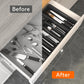 Silverware Drawer Organizer, Expandable Utensil Tray for Kitchen, BPA Free Flatware and Cutlery Holder, Adjustable Plastic Storage for Spoons Forks Knives, Large, Black