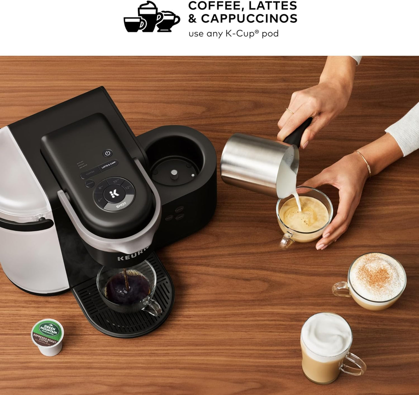 K-Cafe K-Duo Single Serve Coffee, Latte and Cappuccino Maker, Dark Charcoal