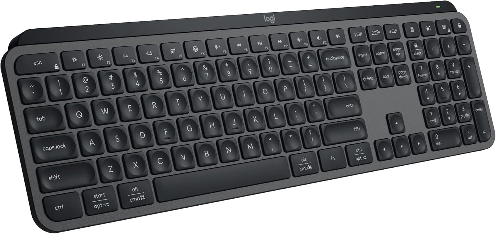 MX Keys S Wireless Keyboard, Low Profile, Fluid Precise Quiet Typing, Programmable Keys, Backlighting, Bluetooth, USB C Rechargeable, for Windows PC, Linux, Chrome, Mac - Graphite