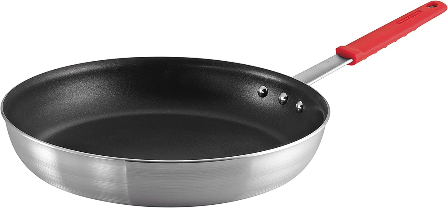 Professional 10-Inch Non Stick Frying Pan, Heavy-Gauge Aluminum Skillet with Reinforced Nonstick Coating, Red Handle, Dishwasher and Oven Safe