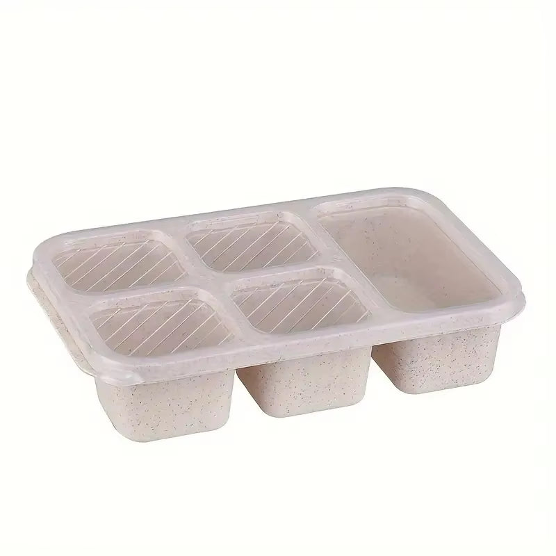 5 Compartment Reusable Bento Box Leak-Proof Portable Food Storage with Secure Lid Ideal for School Work Camping and Picnics