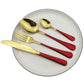 Gold Dinnerware Set Stainless Steel Cutlery Set Black Fork Knife Tea Spoon Dinner Set Colorful Silverware Kitchen Tableware Set