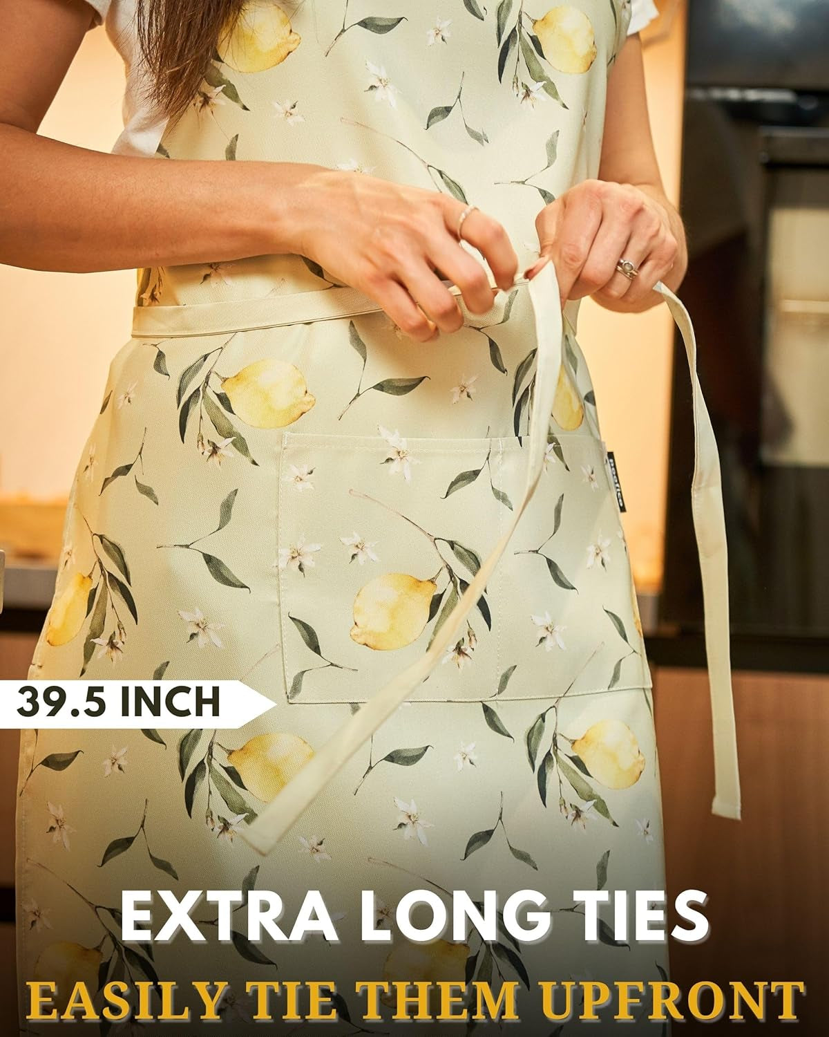 Premium Adjustable Waterproof Aprons for Women with Pockets | Poly-Cotton Cute Apron for Kitchen, Cooking & Baking