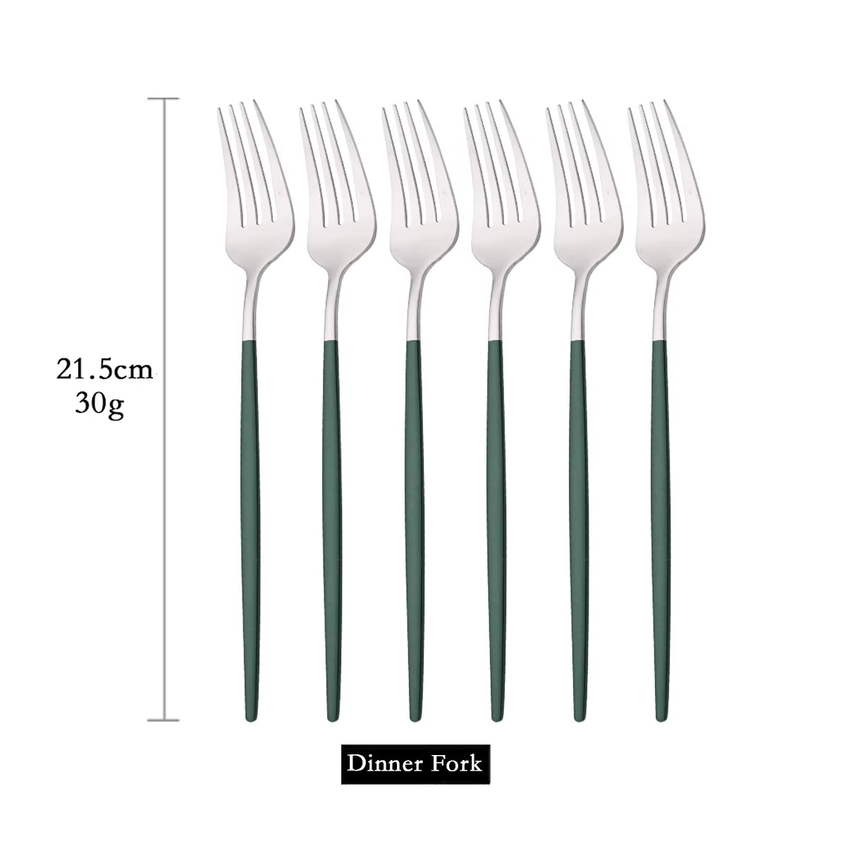 Green Gold 6Pcs Dinner Fork Tableware Dinnerware Stainless Steel Silverware Kitchen Party Flatware Matte Black Cutlery Set