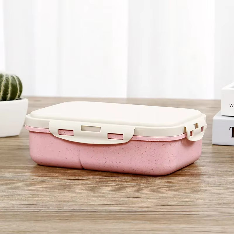 1PC Wheat Plastic Lunch Box,Meal Box for Office Worker,Divided Bento Box, for Teenagers and Workers at School,Classroom, Canteen