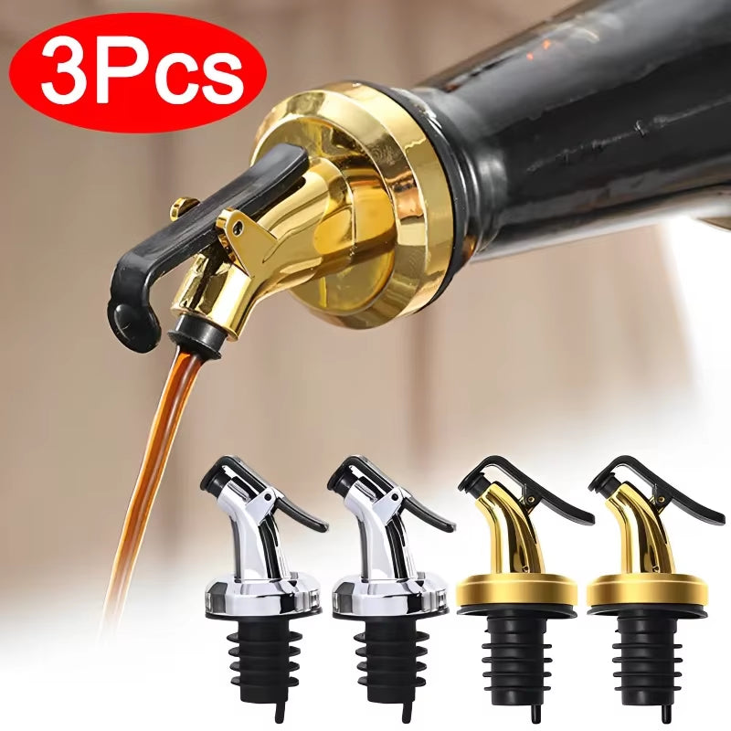 1/3Pcs Oil Bottle Stopper Lock Plug Seal Leak-Proof Food Grade Rubber Nozzle Sprayer Liquor Dispenser Wine Pourer Kitchen Tools