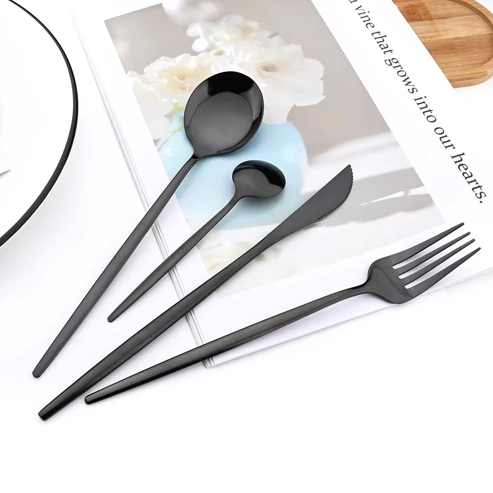 30Pcs Shining Dinnerware Tableware Set Knife Cake Fork Teaspoon Cutlery Set Stainless Steel Flatware Party Restaurant Silverware