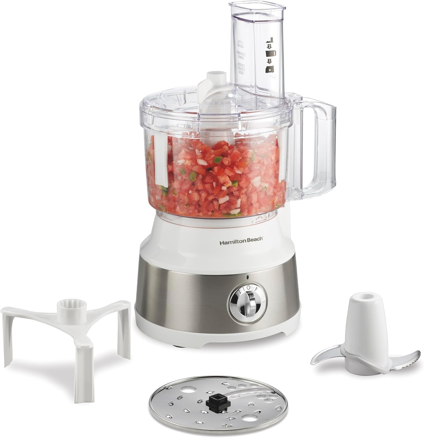 Food Processor & Vegetable Chopper for Slicing, Shredding, Mincing, and Puree, 10 Cups + Easy Clean Bowl Scraper, White and Stainless Steel (70733)