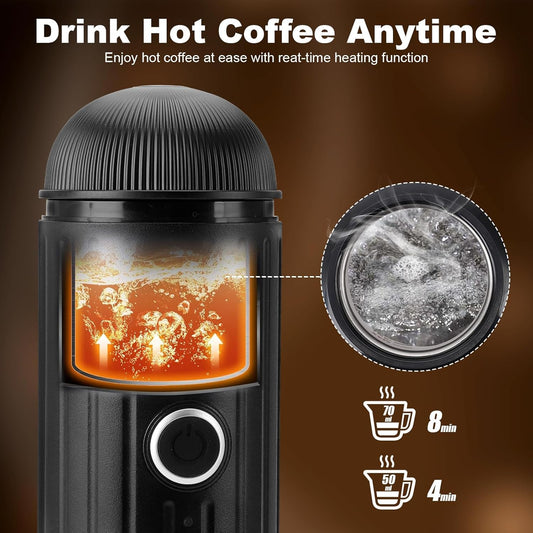 Portable Coffee Maker Espresso Coffee Machines Self-Heating Electric Coffee Maker 19 Bar Pressure, Compatible with Ground Coffee and NS Capsule Portable Coffee Maker for Travel Camping Office Home