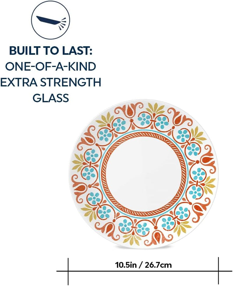 Global Collection Vitrelle Dinner Plates Set, Triple Layer Recycled Glass, Lightweight Eco-Friendly 10-1/4-In Plates Set, Terracotta Dreams (Pack of 6)