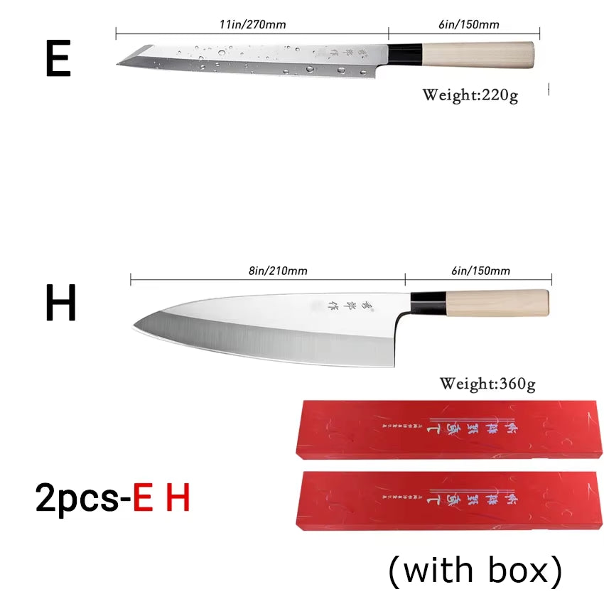 Professional Japanese Sashimi Knife Sushi Chef Knives Salmon Slicing Raw Meat Butcher Cleaver Stainless Steel Filleting Knife