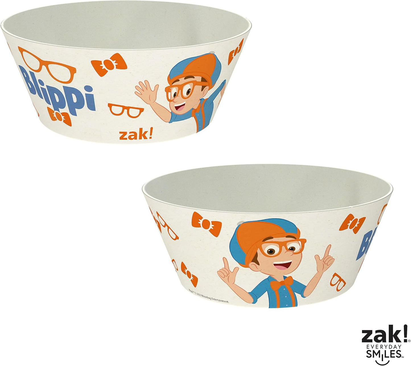 Blippi Kids Dinnerware Set 3 Pieces, Durable and Sustainable Melamine Bamboo Plate, Bowl, and Tumbler Are Perfect for Dinner Time with Family (Blippi, TABBS)